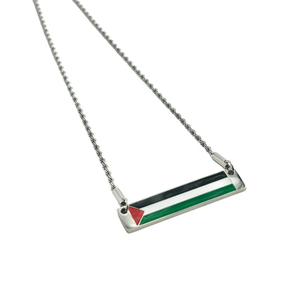 Palestine Flag Stainless Steel Bar Necklace