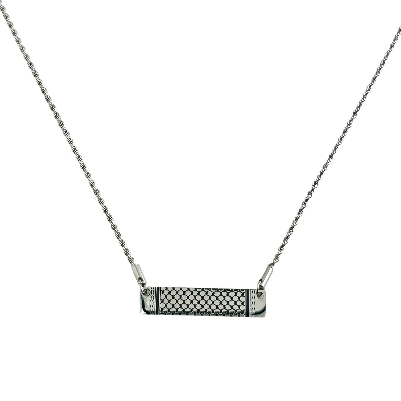 Palestine Kufiya Stainless Steel Bar Necklace