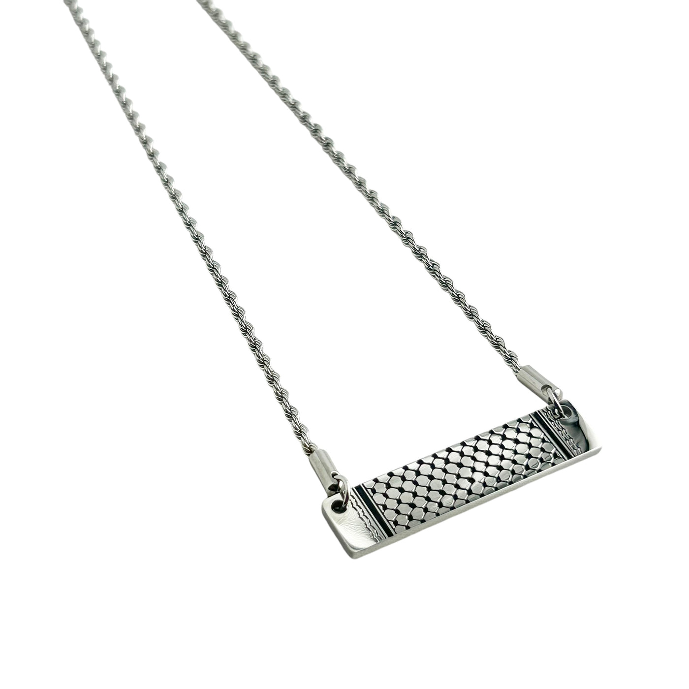 Palestine Kufiya Stainless Steel Bar Necklace