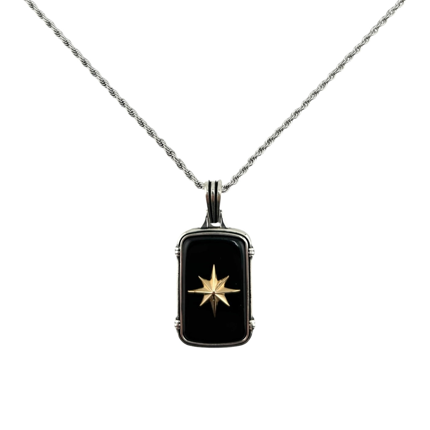 Sterling Silver Onyx Compass Necklace