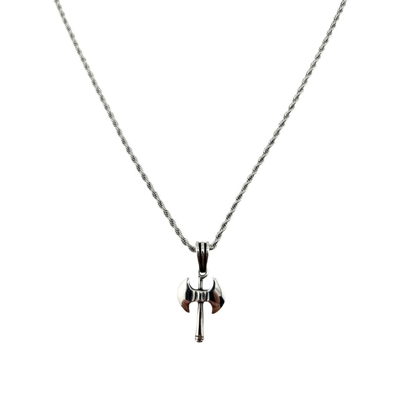 Sterling Silver Ax Mens Necklace