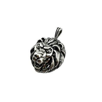 Sterling Silver Lion Mens Necklace