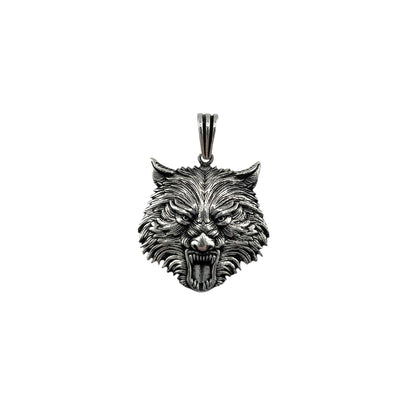 Sterling Silver Wolf Mens Necklace