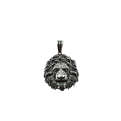 Sterling Silver Lion Mens Necklace