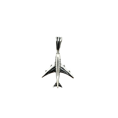 Sterling Silver Airplane Mens Necklace