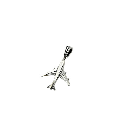 Sterling Silver Airplane Mens Necklace