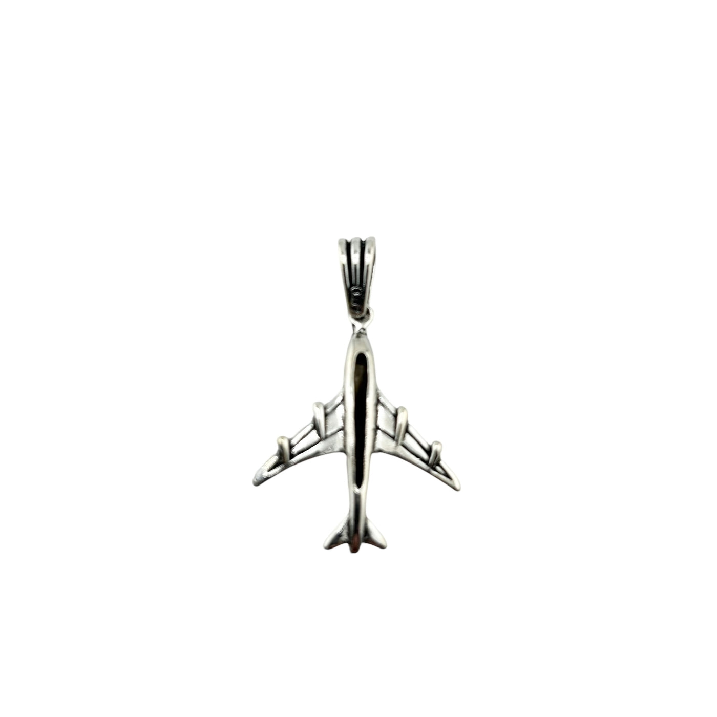 Sterling Silver Airplane Mens Necklace