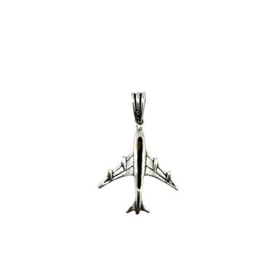 Sterling Silver Airplane Mens Necklace