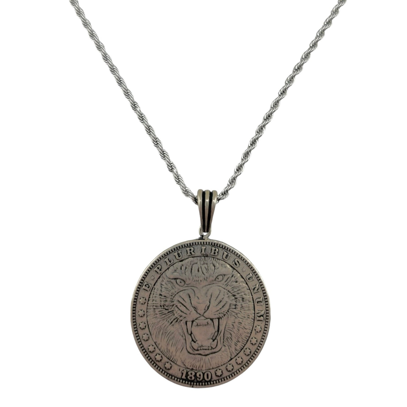 Sterling Silver Replica Coin Mens Necklace