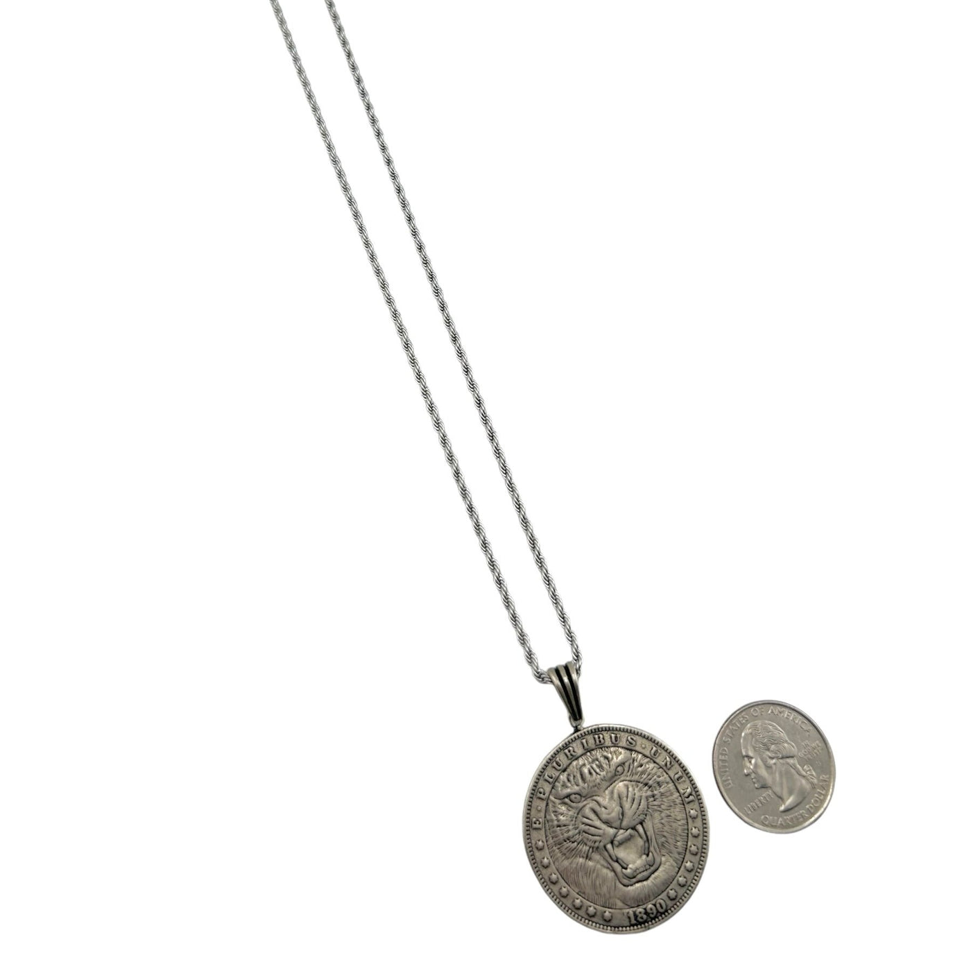 Sterling Silver Replica Coin Mens Necklace