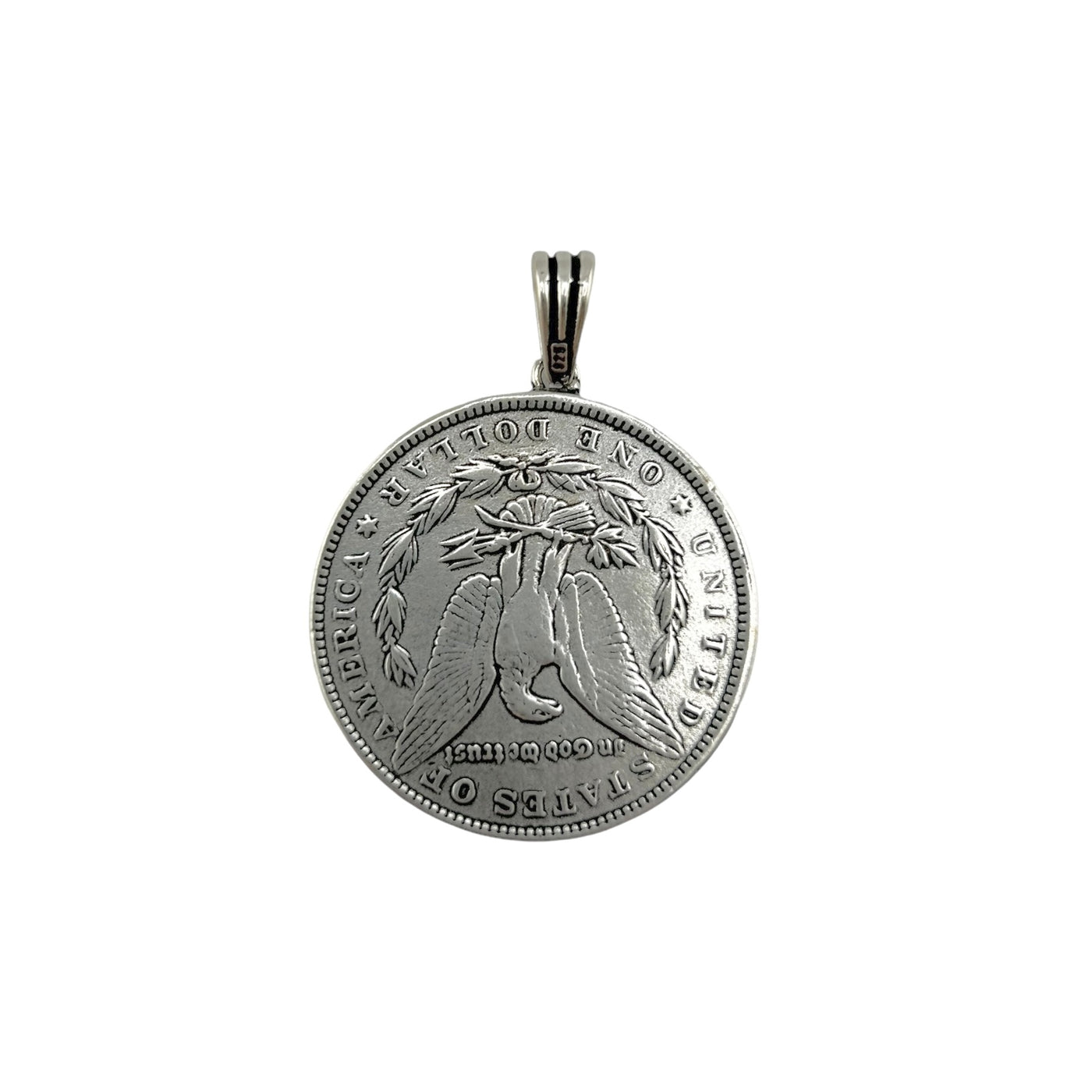 Sterling Silver Rhino Coin Mens Necklace