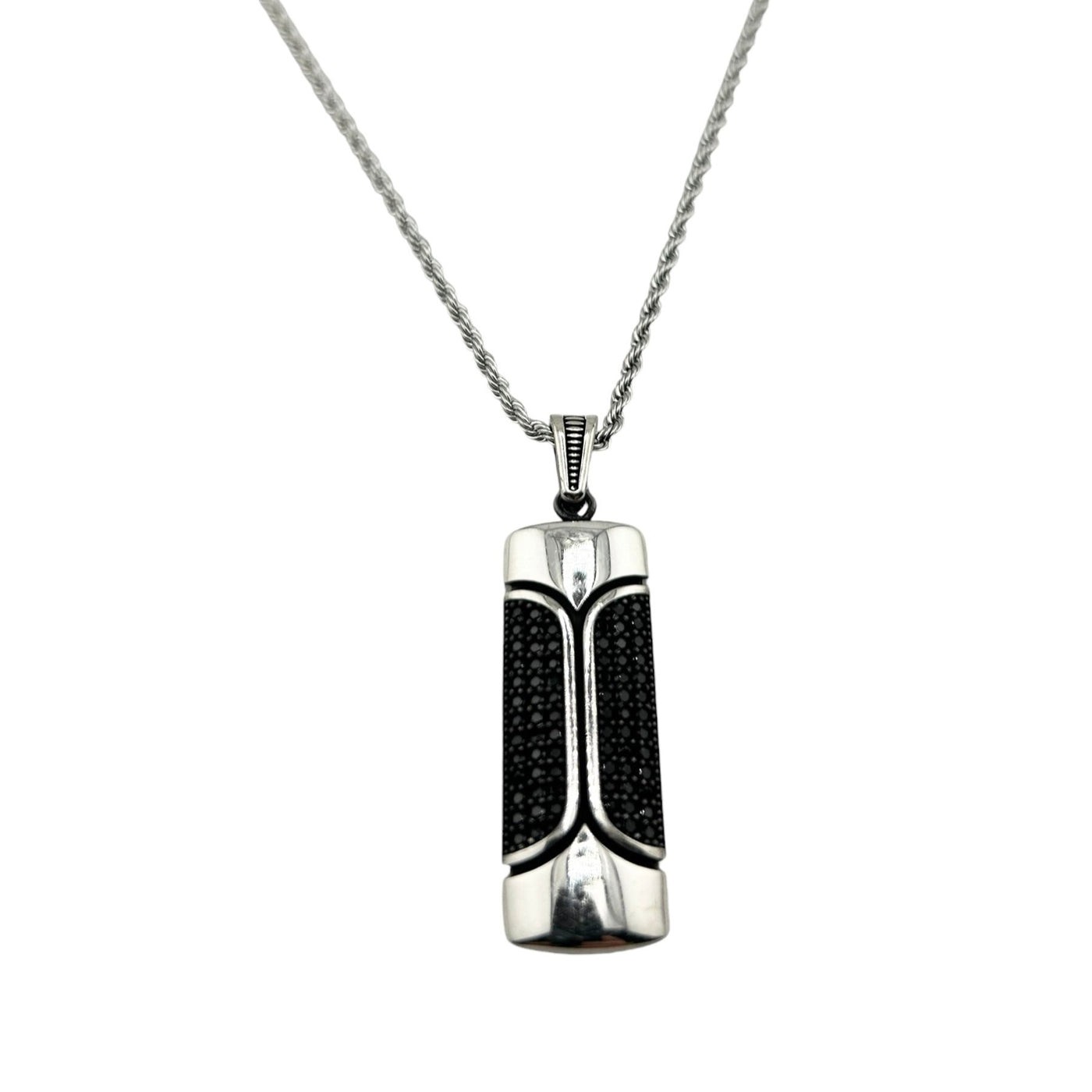 Sterling Silver CZ Mens Necklace