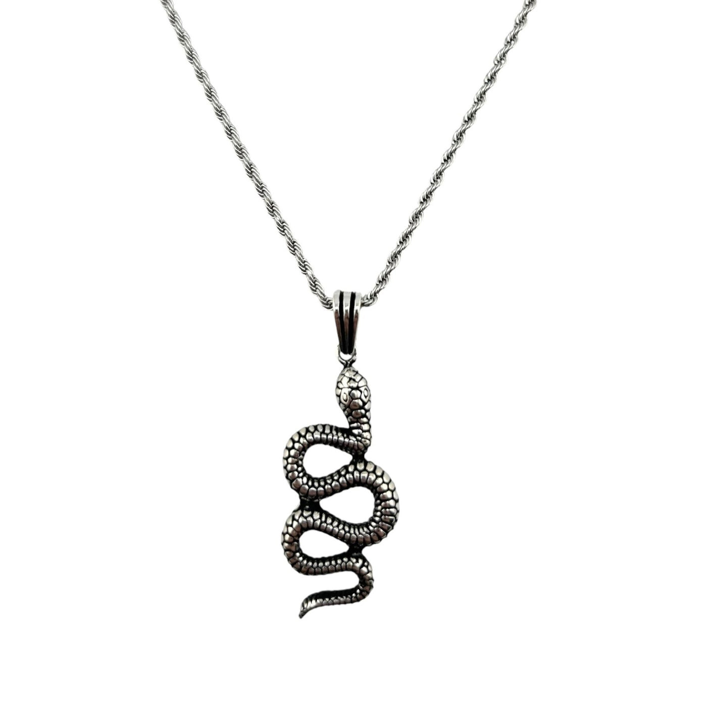 Sterling Silver Snake Mens Necklace