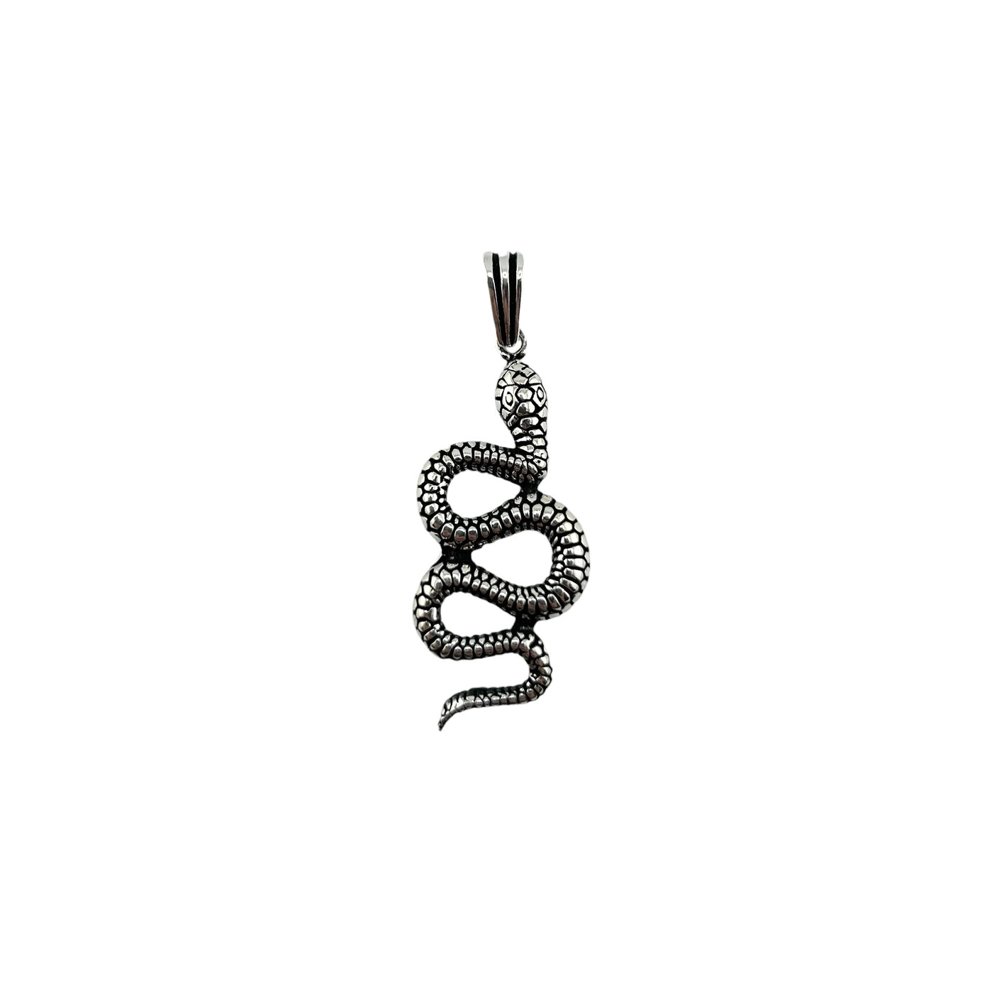 Sterling Silver Snake Mens Necklace