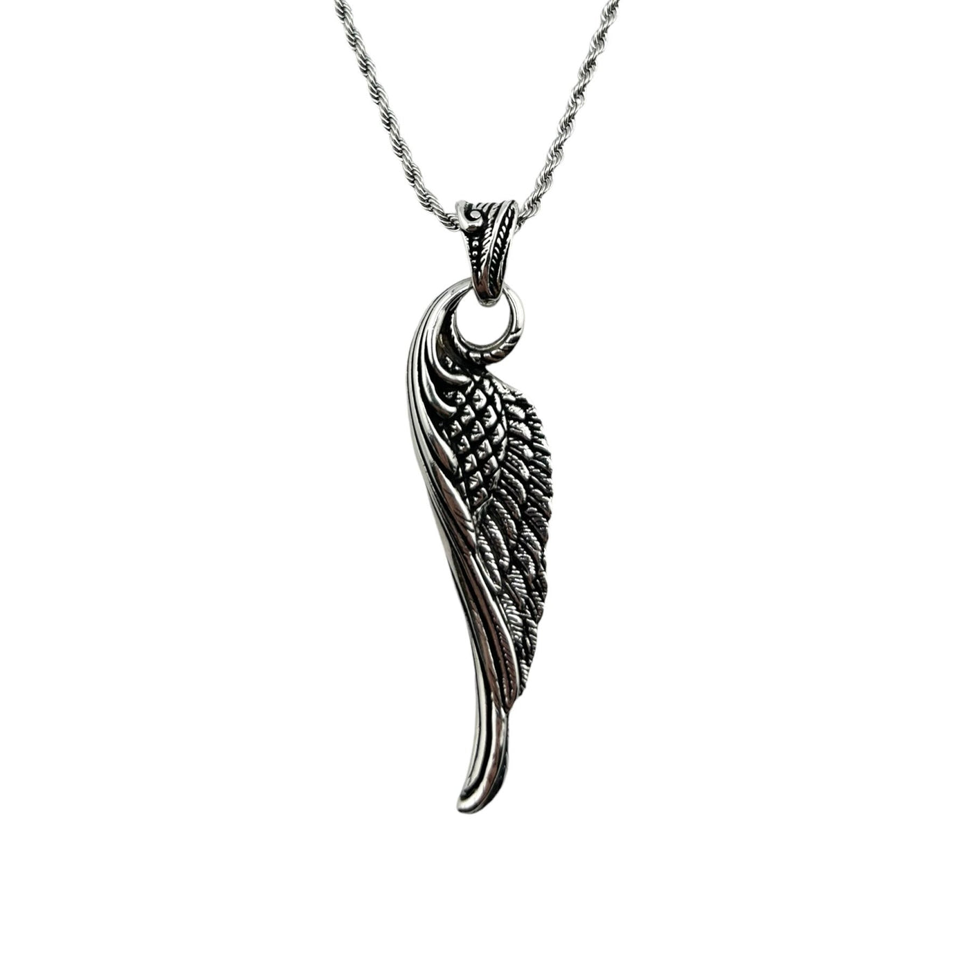 Sterling Silver Wing Mens Necklace