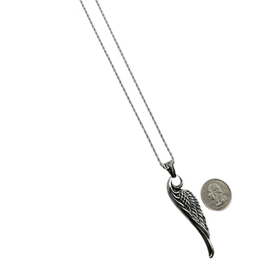 Sterling Silver Wing Mens Necklace