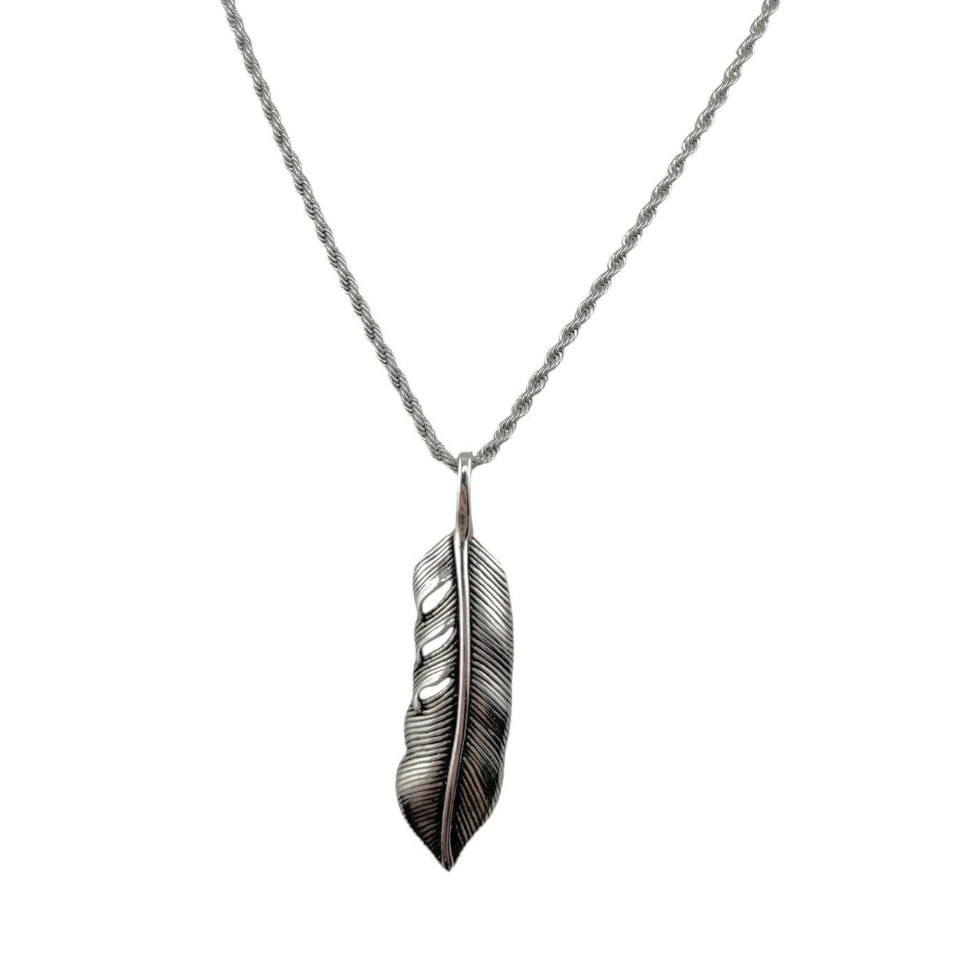 Sterling Silver Leaf Mens Necklace