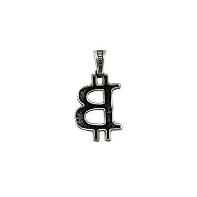 Sterling Silver CZ Bitcoin Mens Necklace