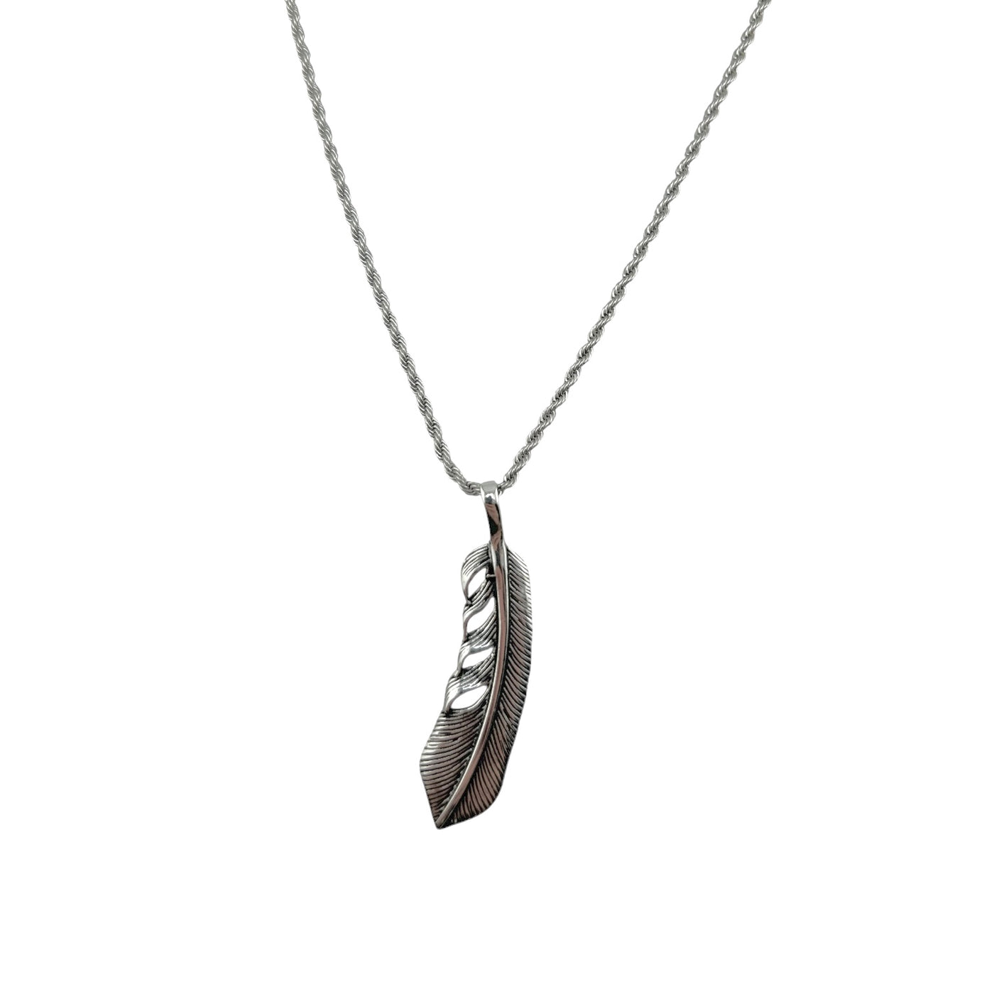 Sterling Silver Leaf Mens Necklace