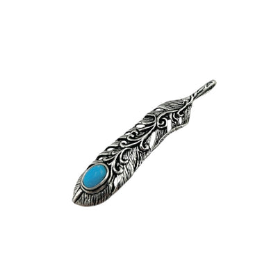 Sterling Silver Turquoise Leaf Mens Necklace