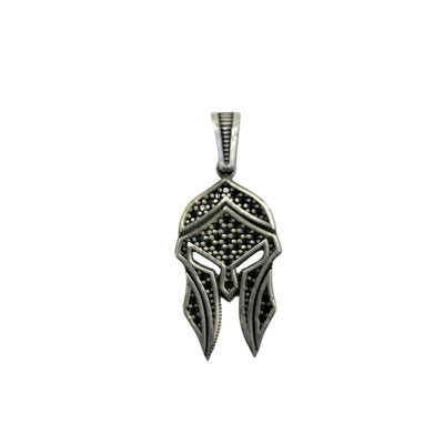 Sterling Silver Gladiator Mask Mens Necklace