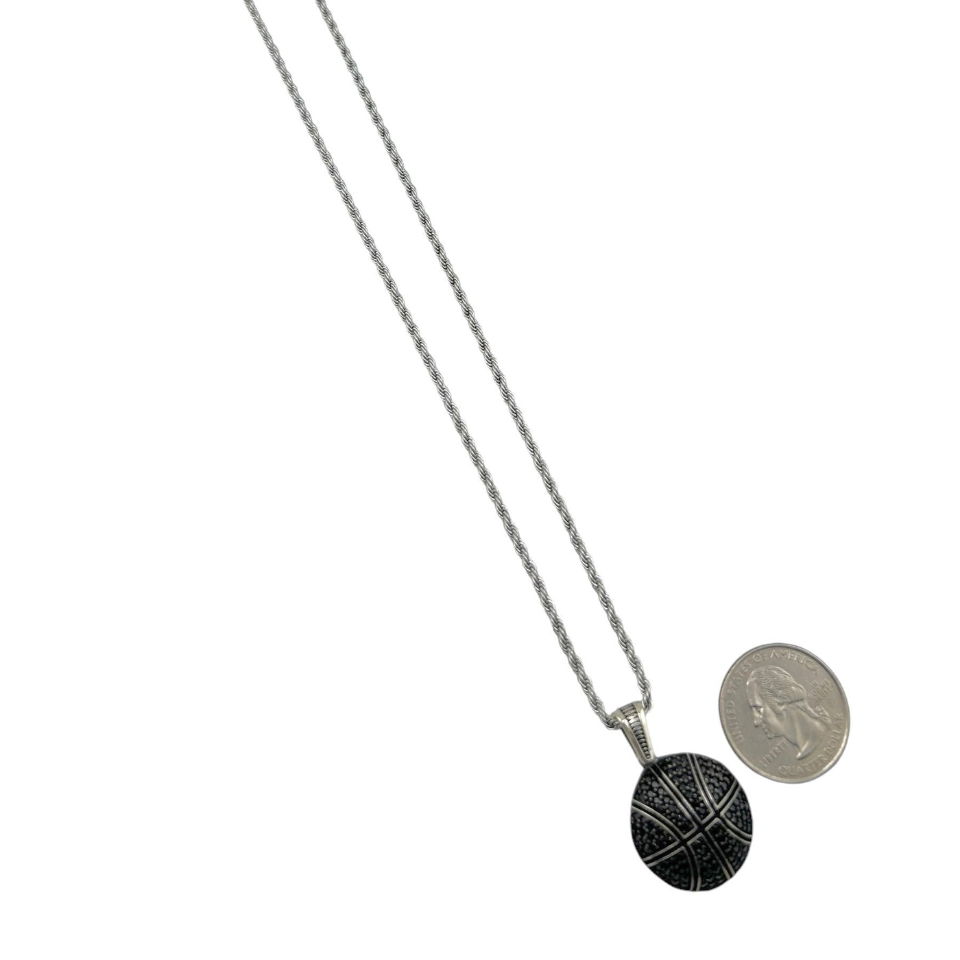 Sterling Silver CZ Basketball Mens Necklace