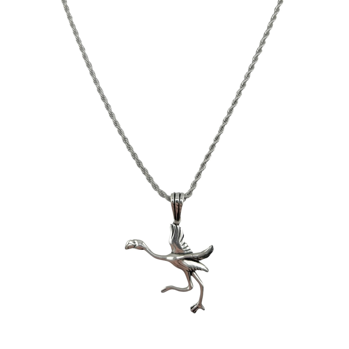 Sterling Silver Flamingo Mens Necklace