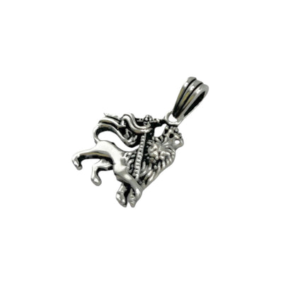 Sterling Silver Lion Mens Necklace