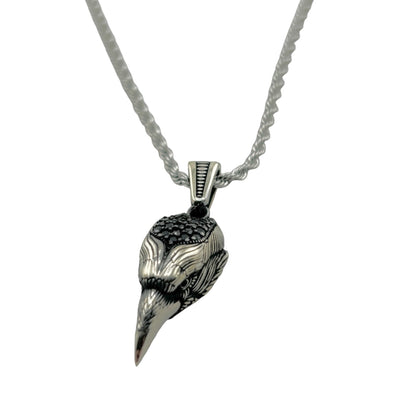 Sterling Silver CZ Eagle Head Mens Necklace