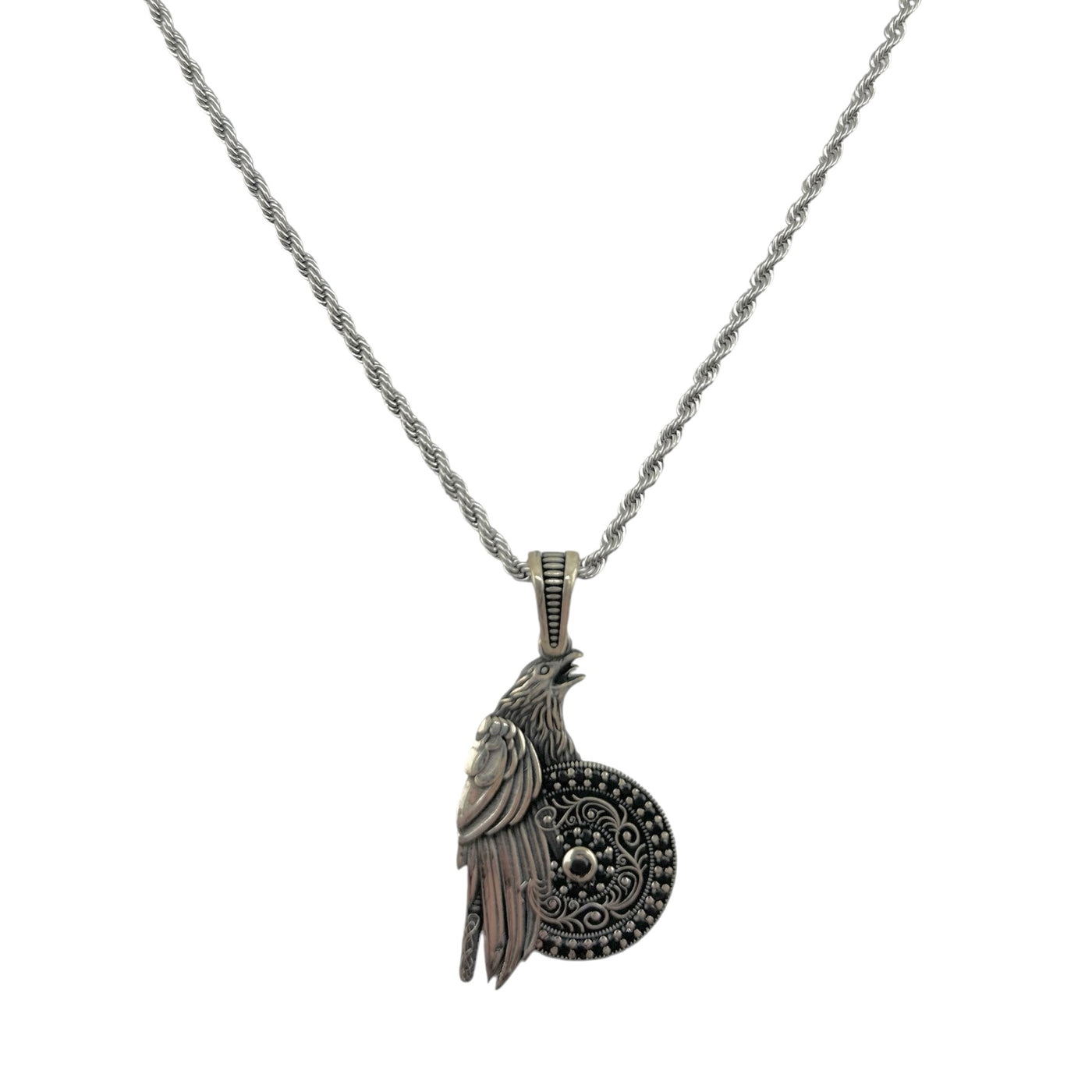 Sterling Silver CZ Eagle Mens Necklace