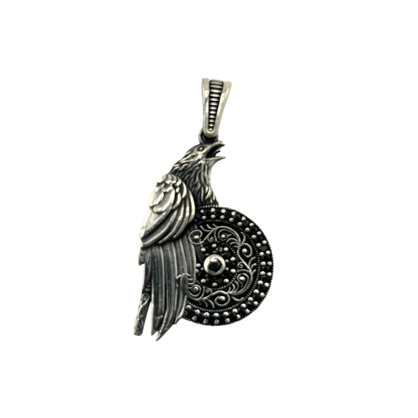 Sterling Silver CZ Eagle Mens Necklace