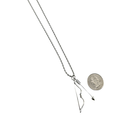 Sterling Silver Bow & Arrow Mens Necklace