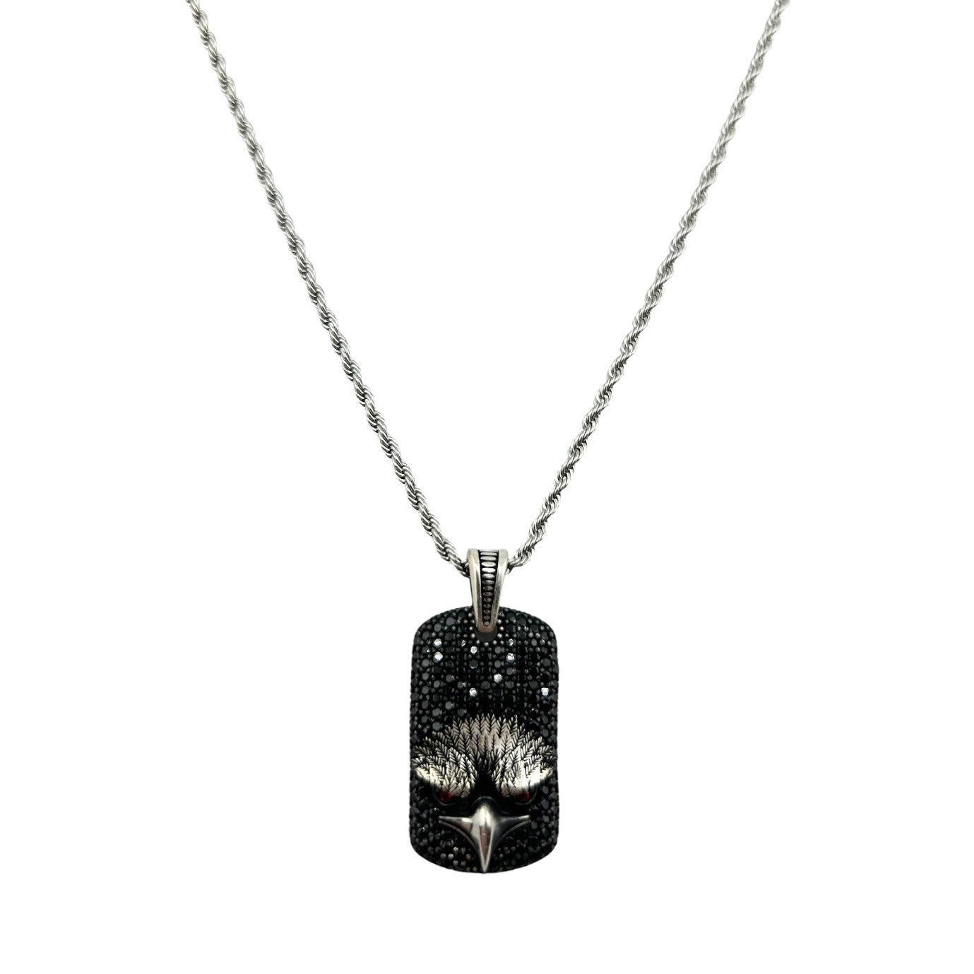 Sterling Silver CZ Eagle Mens Necklace