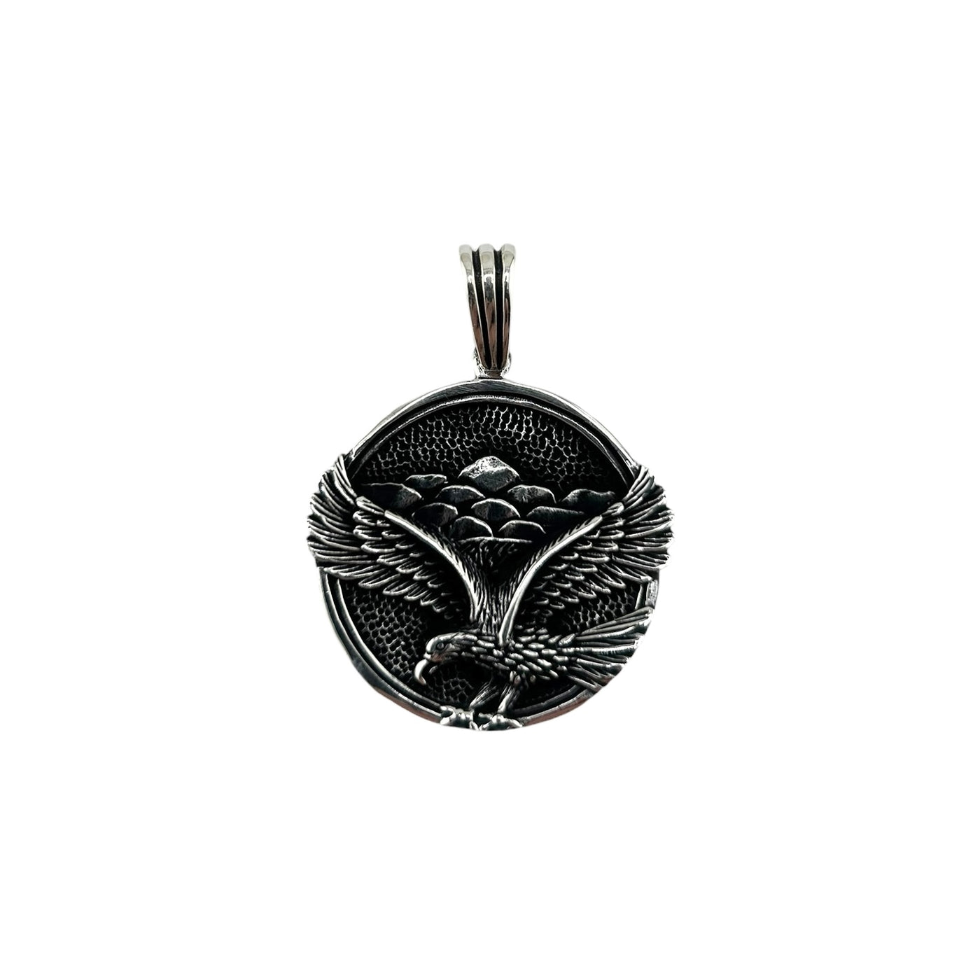 Sterling Silver Flying Eagle Mens Necklace