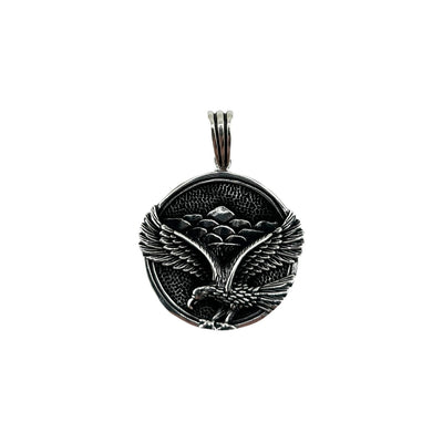 Sterling Silver Flying Eagle Mens Necklace