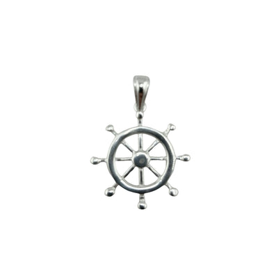 Sterling Silver Nautical Wheel Helm Mens Necklace