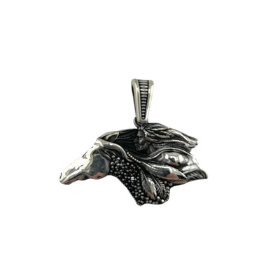 Sterling Silver CZ Horse Mens Necklace