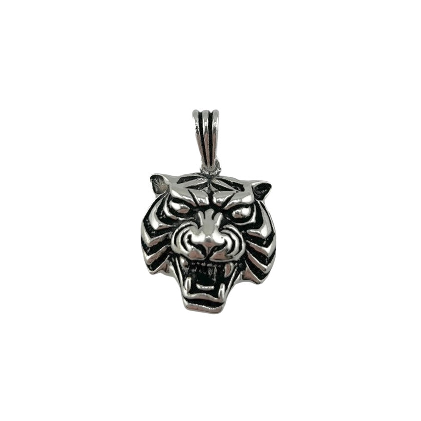 Sterling Silver Tiger Mens Necklace