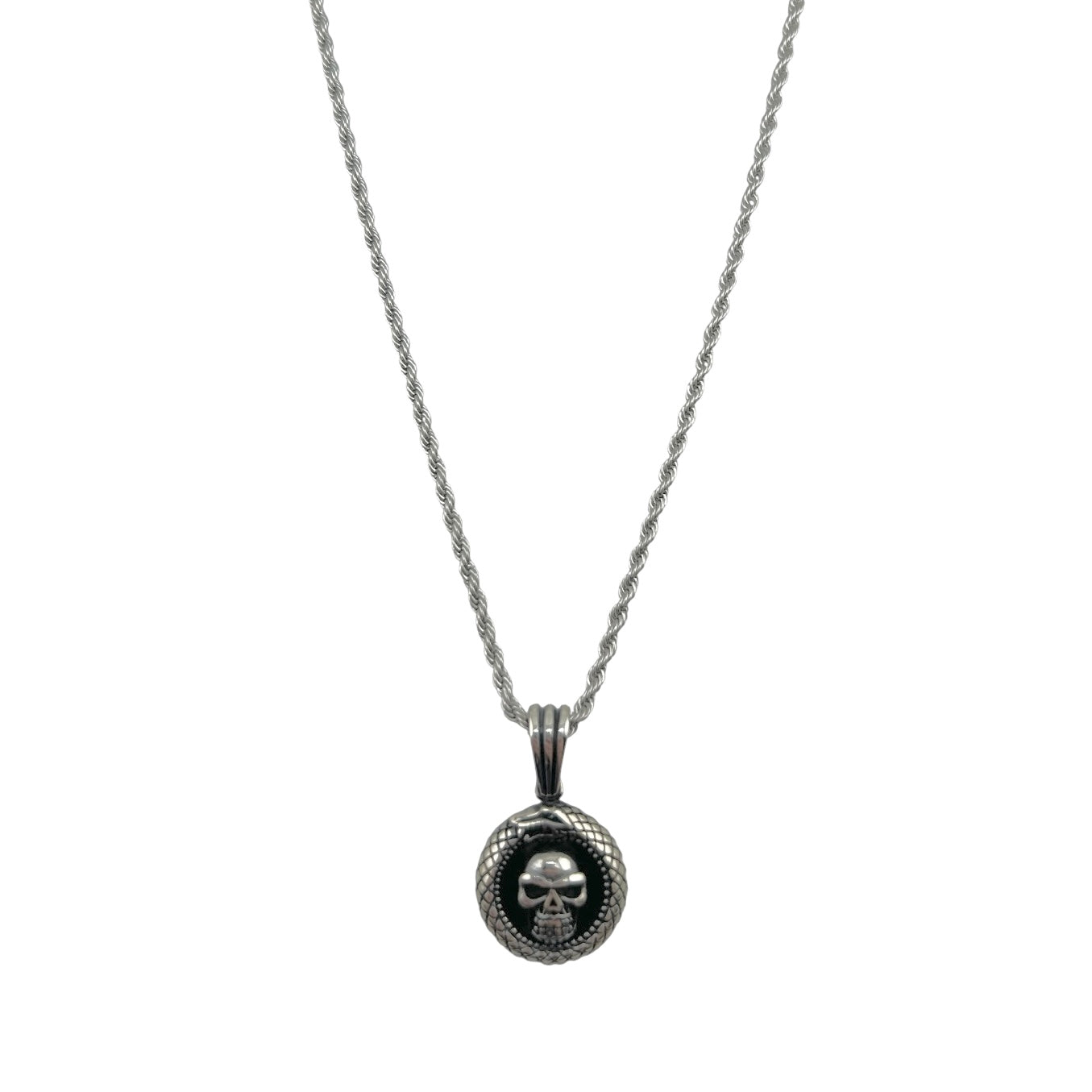 Sterling Silver Skull Mens Necklace