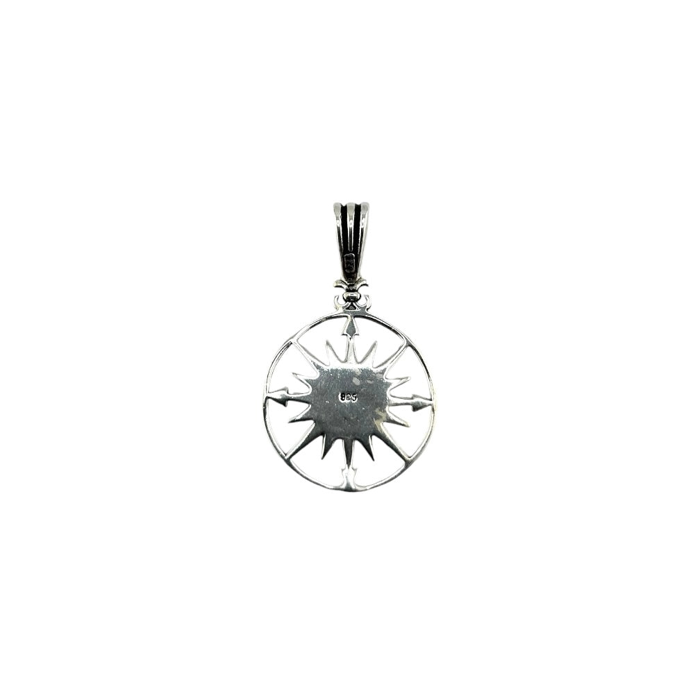 Sterling Silver Compass Mens Necklace