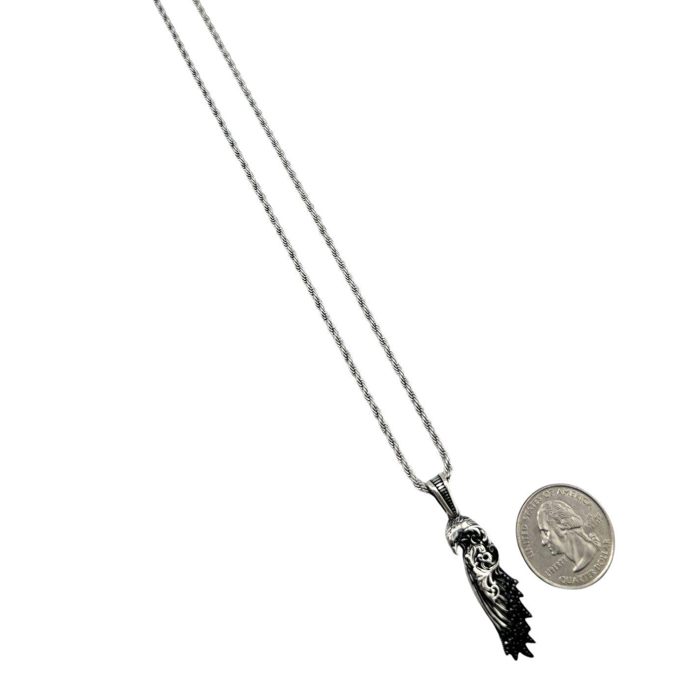 Sterling Silver CZ Eagle Mens Necklace