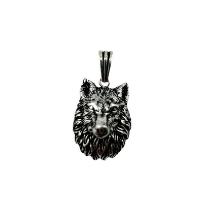 Sterling Silver Wolf Mens Necklace