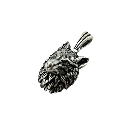 Sterling Silver Wolf Mens Necklace