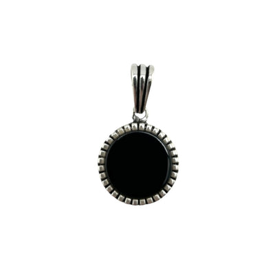 Sterling Silver Round Onyx Mens Necklace