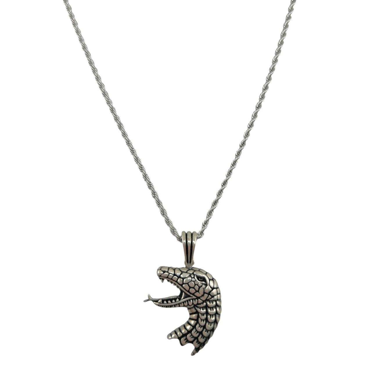 Sterling Silver Dragon Mens Necklace