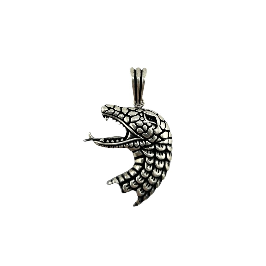 Sterling Silver Dragon Mens Necklace