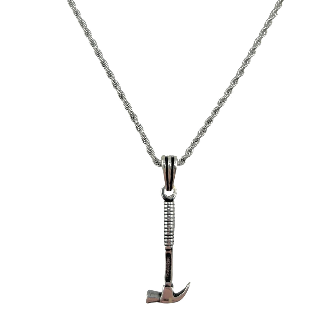 Sterling Silver Hammer Mens Necklace