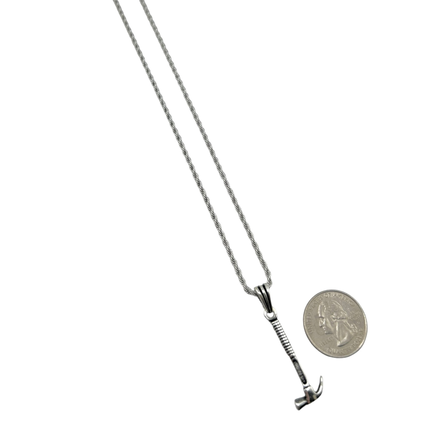 Sterling Silver Hammer Mens Necklace