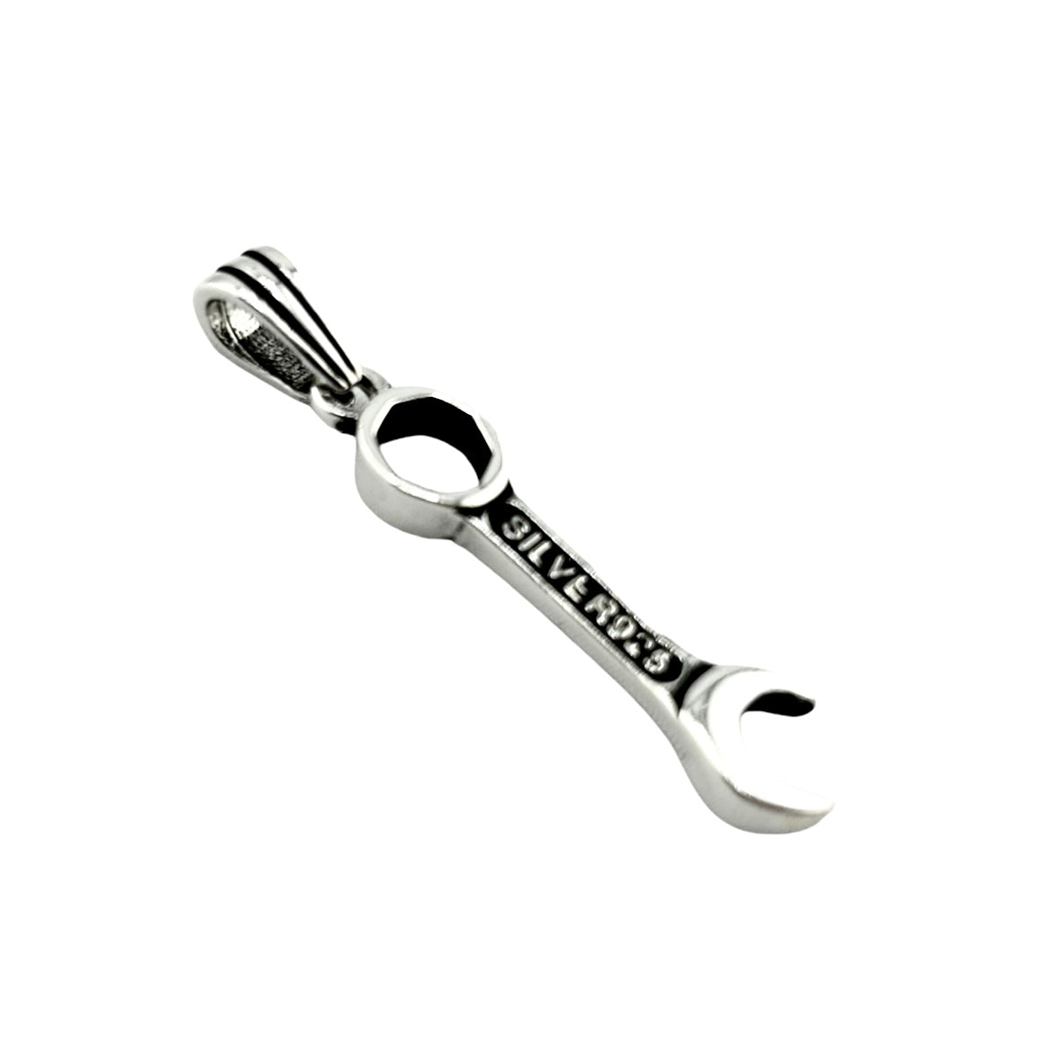 Sterling Silver Wrench Mens Necklace