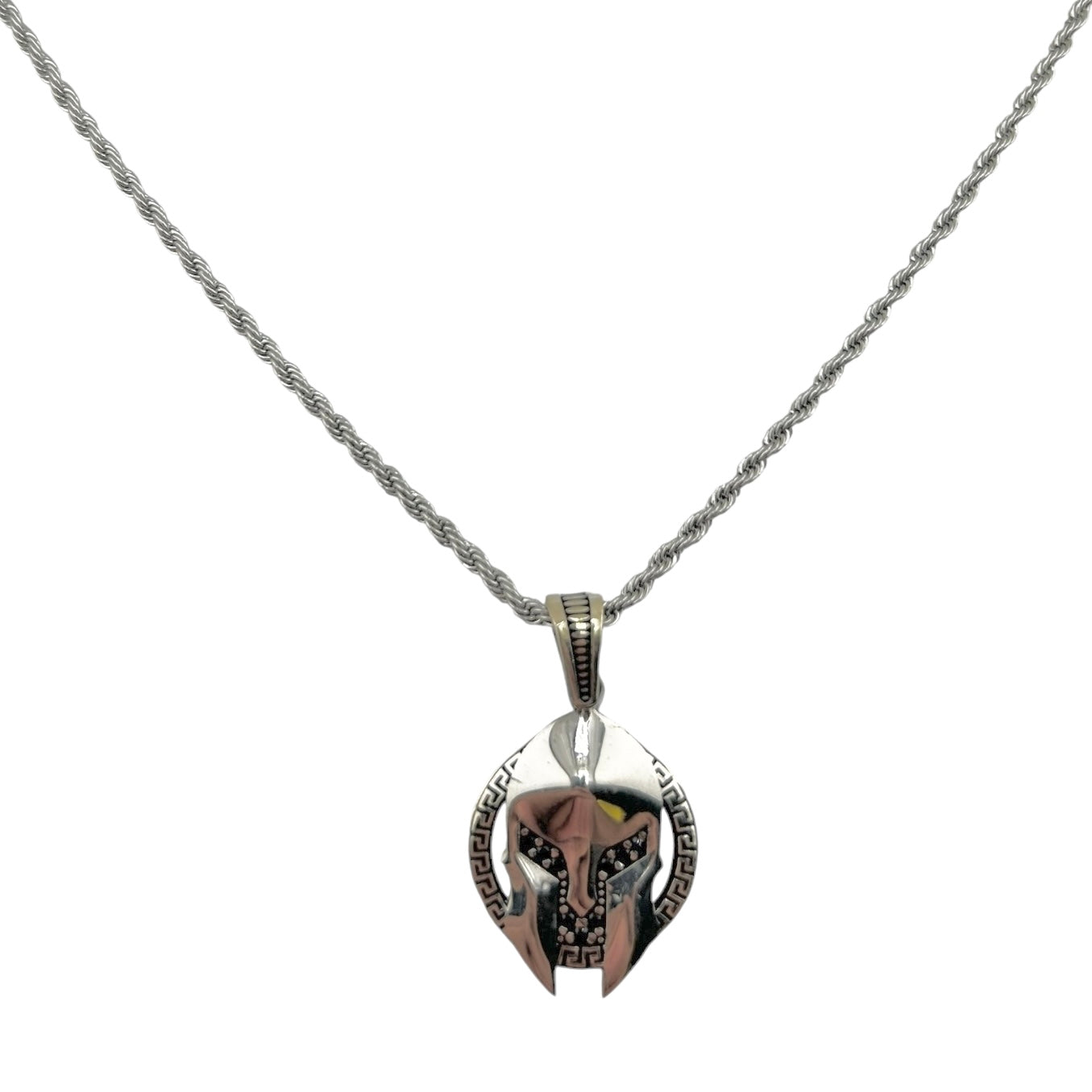 Sterling Silver CZ Gladiator Mens Necklace